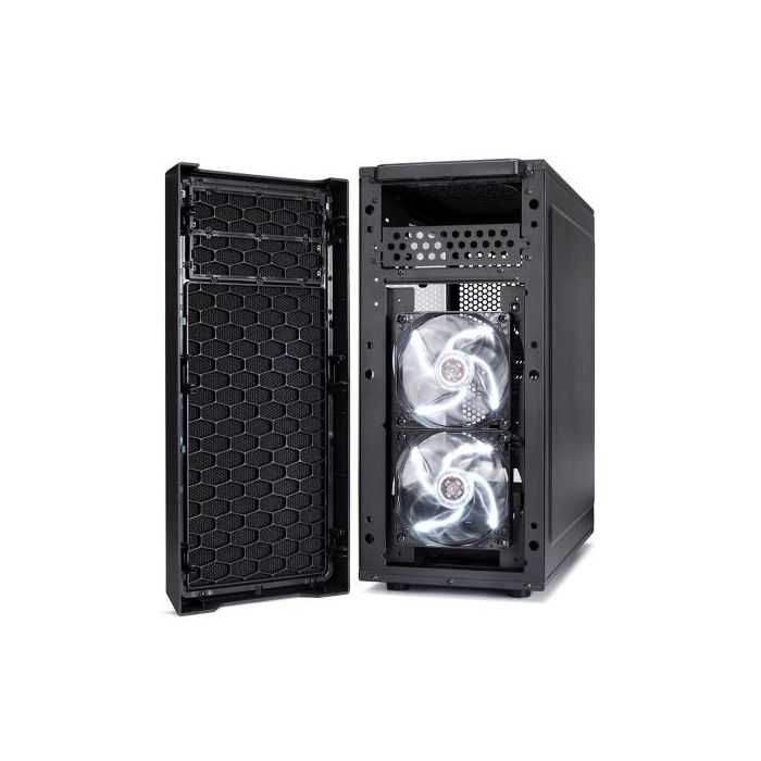 Fractal Design FD-CA-FOCUS-BK-W Caja PC Midi Tower Negra con Ventana Lateral y Ventiladores Frontales Iluminados en Blanco 9