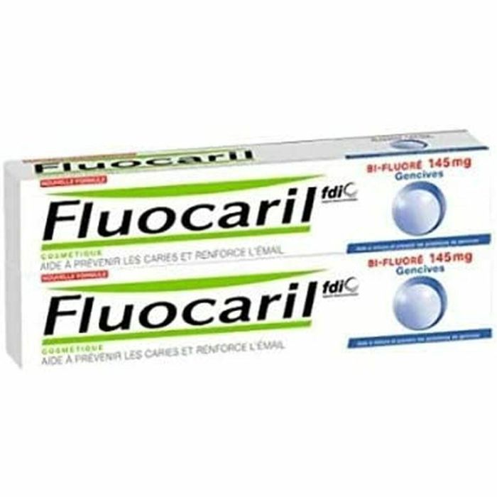 Fluocaril BI-FLUORÉ 145 mg Dentífrico Pasta de dientes para Encías Sensibles, Protección contra Caries y Fortalecimiento Esmalte, Pack 2x75ml