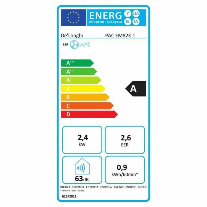 Aire acondicionado móvil PAC EM82K.1 DELONGHI - 2400W - Ventilador y deshumidificador - 3 velocidades - Gas R290 - 9.400 Btu/h 3 Aire acondicionado móvil PAC EM82K.1 DELONGHI - 2400W - Ventilador y deshumidificador - 3 velocidades - Gas R290 - 9.400 Btu/h 3