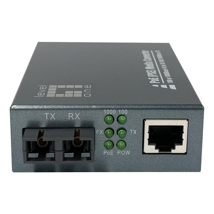 LevelOne GVT-2013 Convertidor Mediaconversor Gigabit Ethernet 10/100/1000T RJ45 a SC Multimodo Fibra Óptica con PoE (Power over Ethernet) 30W, 500m 0 LevelOne GVT-2013 Convertidor Mediaconversor Gigabit Ethernet 10/100/1000T RJ45 a SC Multimodo Fibra Óptica con PoE (Power over Ethernet) 30W, 500m 0