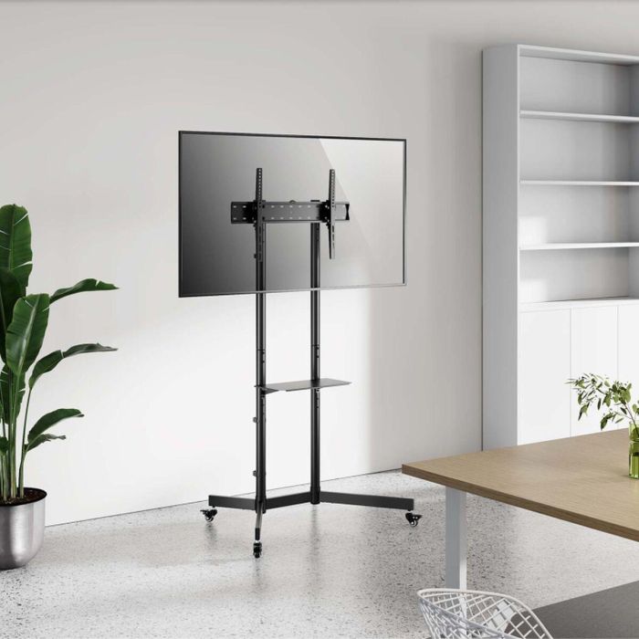 AISENS - SOPORTE DE SUELO ECO CON RUEDA, BANDEJA PARA DVD PARA MONITOR/TV 45KG DE 37-70, NEGRO 1 AISENS - SOPORTE DE SUELO ECO CON RUEDA, BANDEJA PARA DVD PARA MONITOR/TV 45KG DE 37-70, NEGRO 1