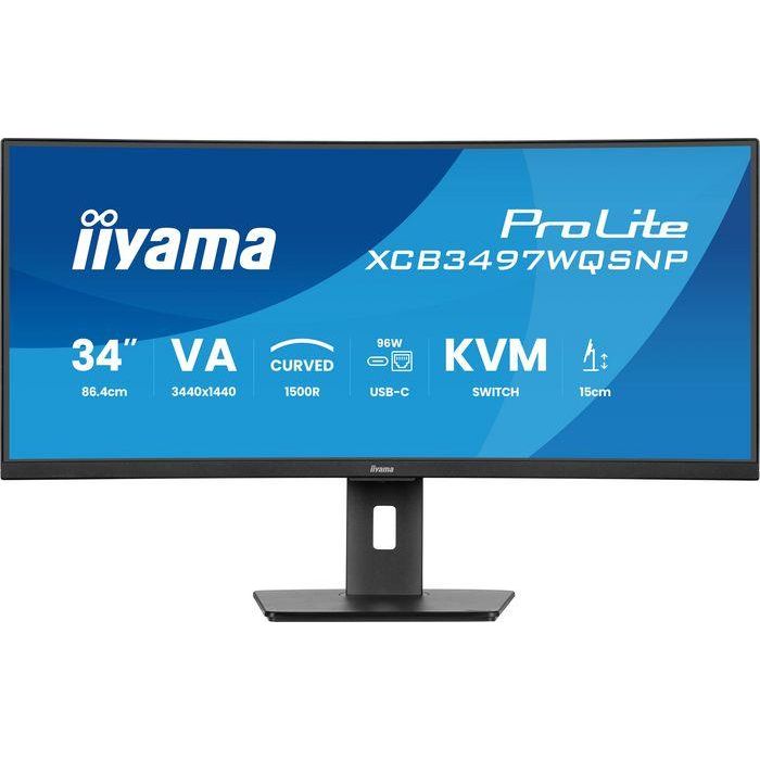 Iiyama ProLite XCB3497WQSNP-B1 Monitor 34" UltraWide Quad HD, Curvo, 120Hz, 3440x1440, VA, USB-C 95W, Altavoces 2