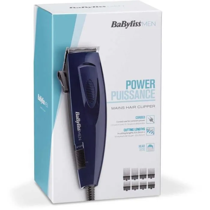 Babyliss Cortapelos E695E Azul con Cuchillas XL de Acero Inoxidable y 8 Guías de Corte de 3-25 mm 2