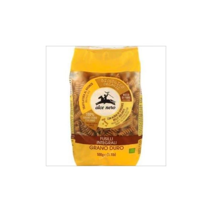 ALCE NERO Fusilli de Trigo Duro Integral Bio 500g Cultivado en Italia
