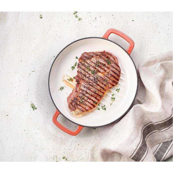 Cosy & Trendy COS5401110058526 Sartén Grill de Hierro Fundido Esmaltado Ø28 cm Apta para Todo Tipo de Cocinas Inducción 3