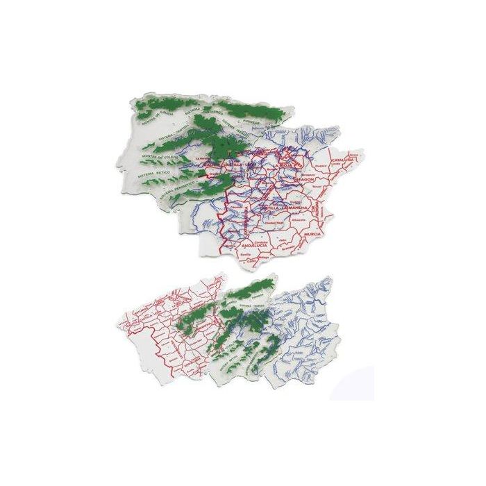 Plantillas Faibo 3 Mapas 15X12.5 Cm Fisico/Politico España 10 unidades