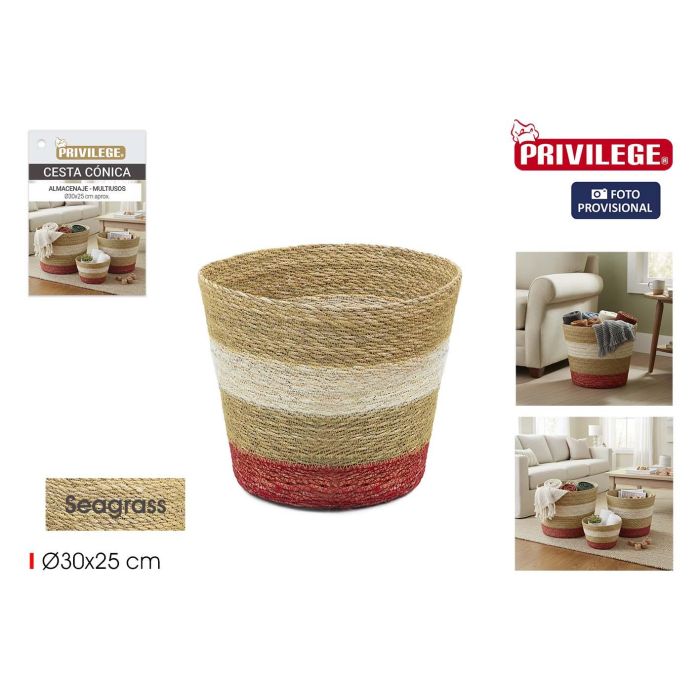 Inde Cesta Cónica de Seagrass para Almacenamiento, 30 cm 0 Inde Cesta Cónica de Seagrass para Almacenamiento, 30 cm 0