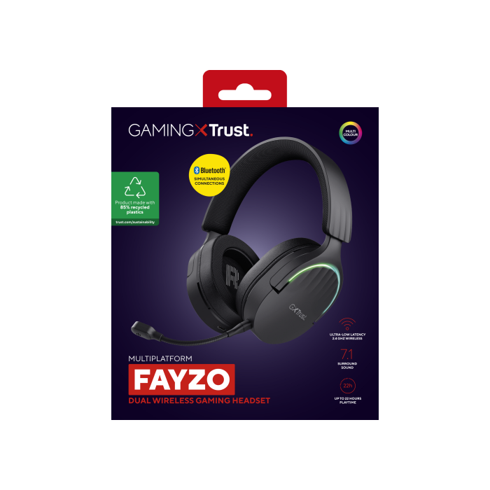 Trust Gaming GXT 491 Fayzo Auriculares Gaming Inalámbricos Dual Micrófono Cancelación Ruido Sonido Envolvente 7.1 Multiplataforma Negros 13 Trust Gaming GXT 491 Fayzo Auriculares Gaming Inalámbricos Dual Micrófono Cancelación Ruido Sonido Envolvente 7.1 Multiplataforma Negros 13