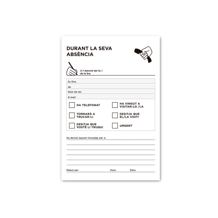 Liderpapel T103 Talonario Ausentes Octavo Original Texto en Catalan 2