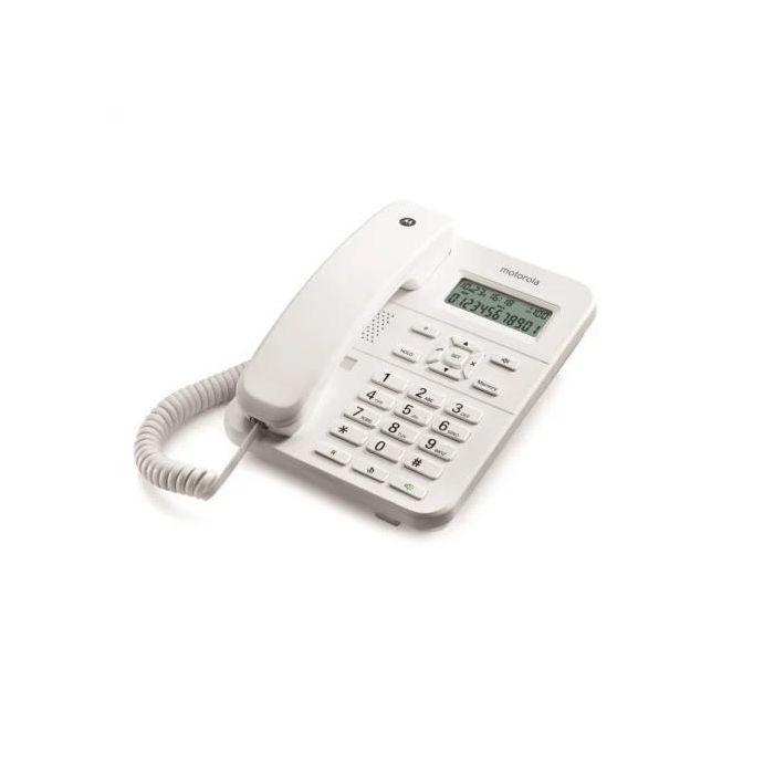 Motorola Teléfono Fijo C-Cable Ct202 con Pantalla LCD, Altavoz Manos Libres y 10 Teclas de Memoria, Blanco Motorola Teléfono Fijo C-Cable Ct202 con Pantalla LCD, Altavoz Manos Libres y 10 Teclas de Memoria, Blanco