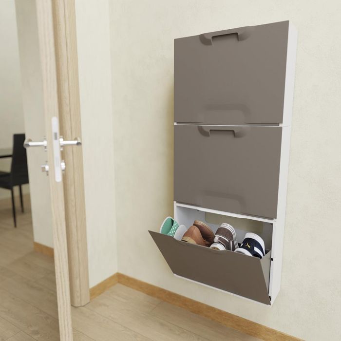 Zapatero apilable de polipropileno marrón 51 x 17,3 x 40,1 cm 2