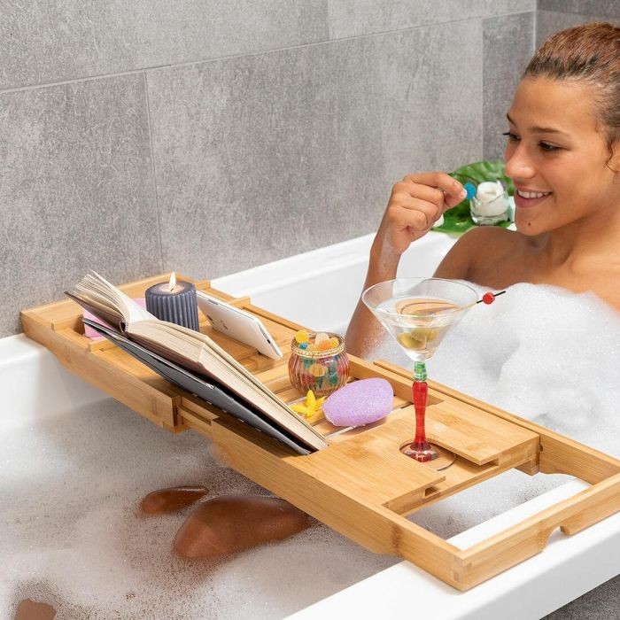 Bandeja para Bañera de Bambú Extensible Trayth InnovaGoods 10 Bandeja para Bañera de Bambú Extensible Trayth InnovaGoods 10