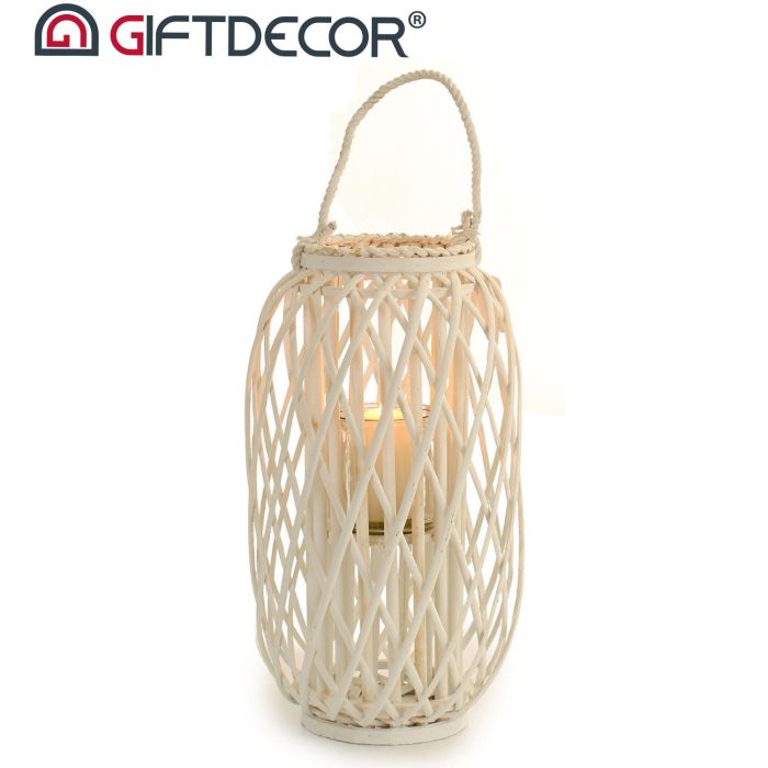 Giftdecor Portavela Mimbre Blanco 52 cm 2