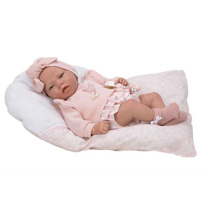 Muñeca reborn arias 40 cm alba rosa c/cojin 15