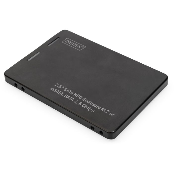 Digitus Adaptador de disco duro SATA de 2.5" para SSD M.2 y mSATA, Caja externa, 6 Gbit/s, Negro