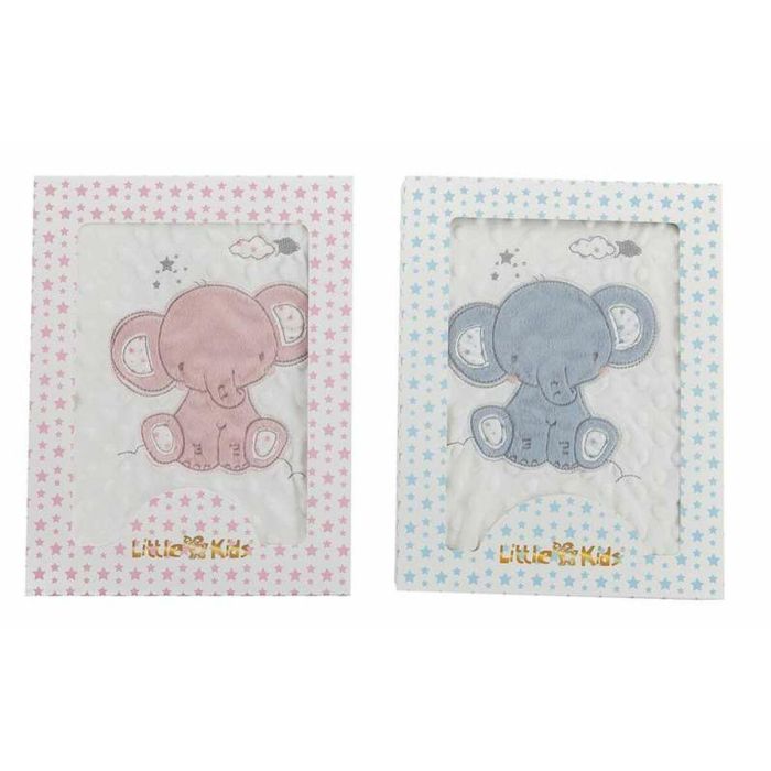 Manta doble cara elefante bordado rosa 100x75 cm 1 Manta doble cara elefante bordado rosa 100x75 cm 1