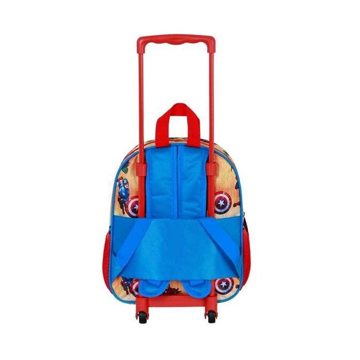Marvel Los Vengadores Mochila Pequeña 3D con Ruedas Infantil Niños Niñas Los Vengadores Rojo 7L 4