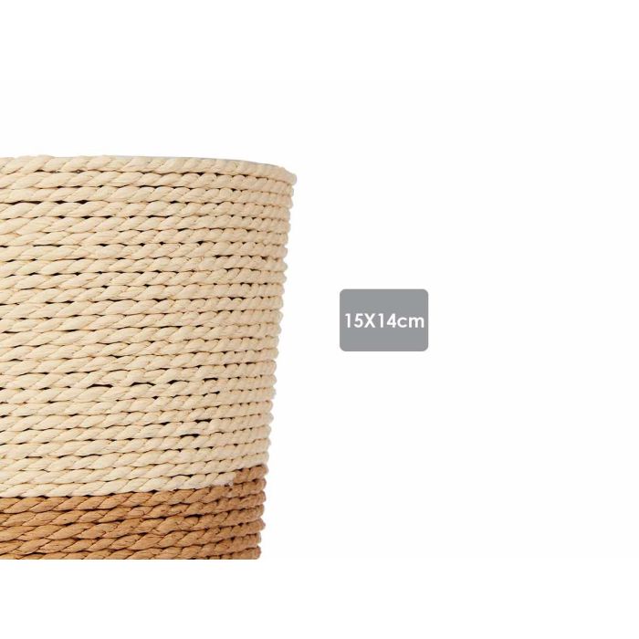 Ibergarden Macetero de Cuerda Marrón Natural con Plástico Interior, para Plantas y Decoración, Medidas 16x14.5 cm (24 Unidades) 2
