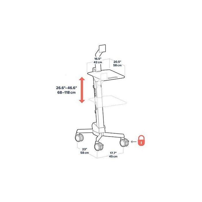 Ergotron Neo-Flex LCD Cart - Carro/Soporte Multimedia con Ruedas para Pantallas Planas hasta 27" (68.6 cm), 11.8 kg, Inclinación y Giro, Bandeja Teclado, Bloqueo y Gestión de Cables