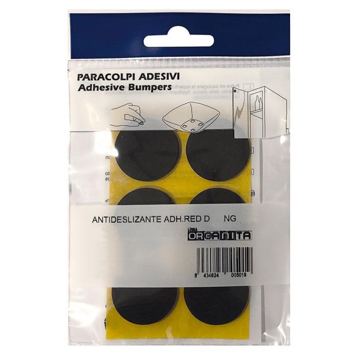 Herrajes Alk Antideslizante Adhesivo Redondo Ø20mm Negro - Protector Anti Arañazos y Desgaste para Muebles y Suelos - 12 Unidades
