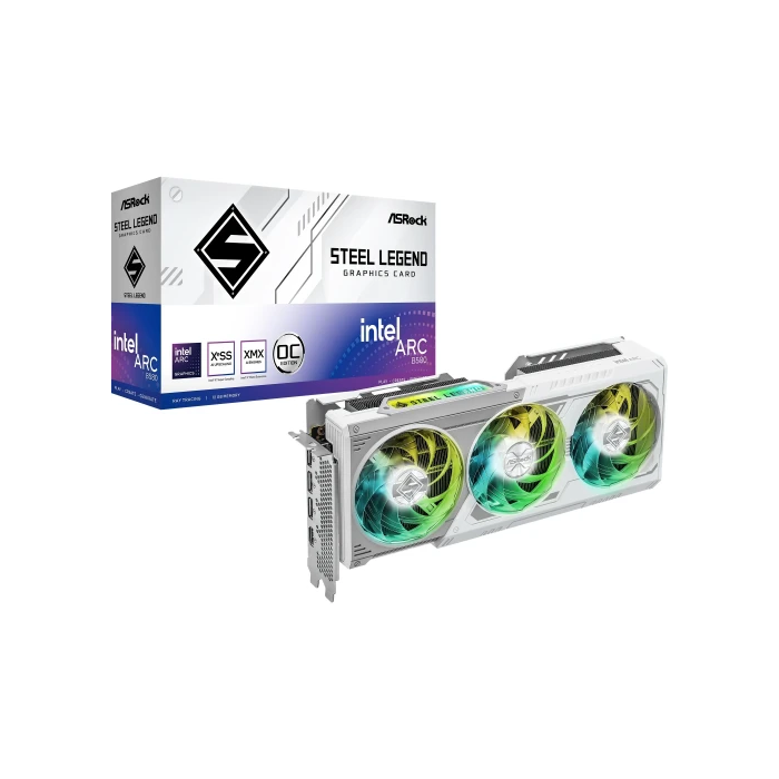 Vga ASRock B580 Steel Legend 12Gb Oc,Intel,B580,12Gb,Gddr6,192Bit,3Dp+1Hdmi,Argb Leds,3 Ventiladores (B580 Sl 12Go)