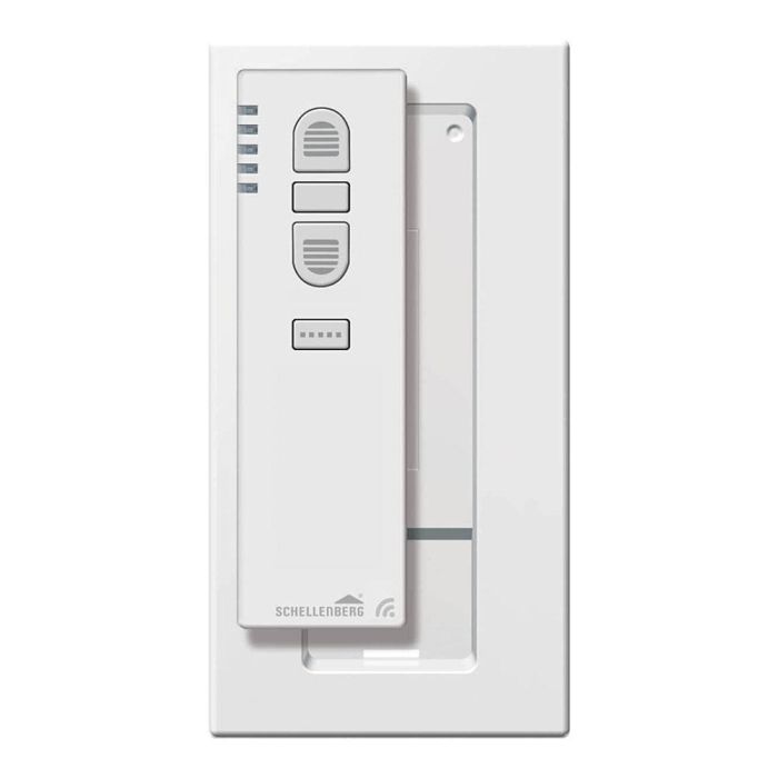 Schellenberg Mando a distancia para persianas 5 canales blanco 20023 - Control remoto inalámbrico con soporte para pared y 2 pilas AAA incluidas