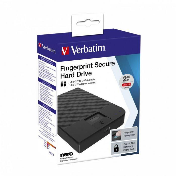 Verbatim Fingerprint Secure Portable Hard Drive 2TB 3 Verbatim Fingerprint Secure Portable Hard Drive 2TB 3