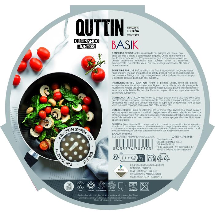 Set de 2 Sartenes de Aluminio para Inducción Basik Quttin - Inde (4 Cajas) 12 Set de 2 Sartenes de Aluminio para Inducción Basik Quttin - Inde (4 Cajas) 12