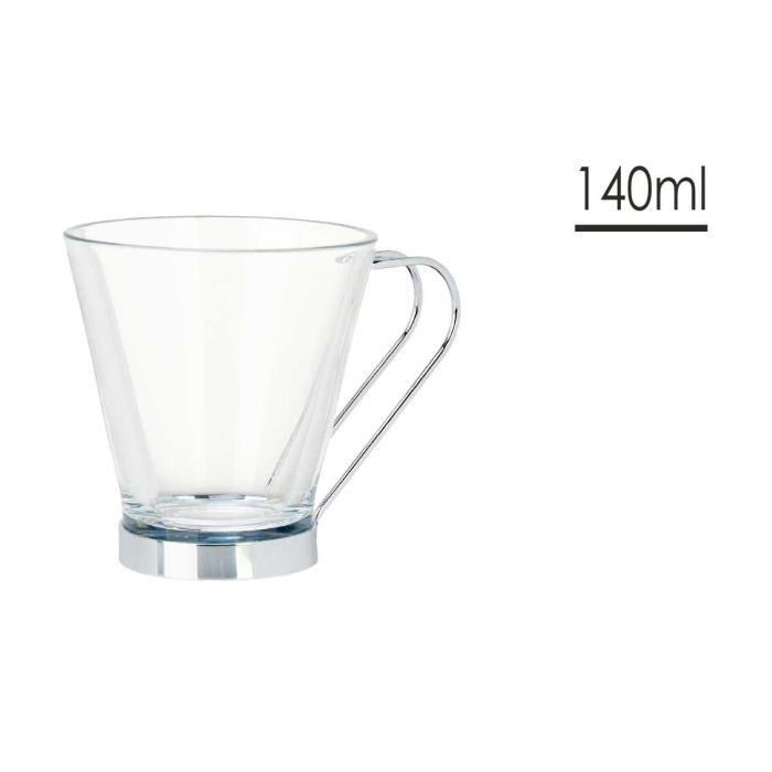Taza Vidrio Con Asa Metal 140 Ml Cortado Vivalto 10X8CM (72 Unidades) 3 Taza Vidrio Con Asa Metal 140 Ml Cortado Vivalto 10X8CM (72 Unidades) 3
