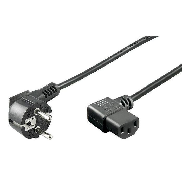 MicroConnect Cable de Alimentación Schuko en Ángulo - C13 en Ángulo, 1.8m para Monitor, PC o Proyector