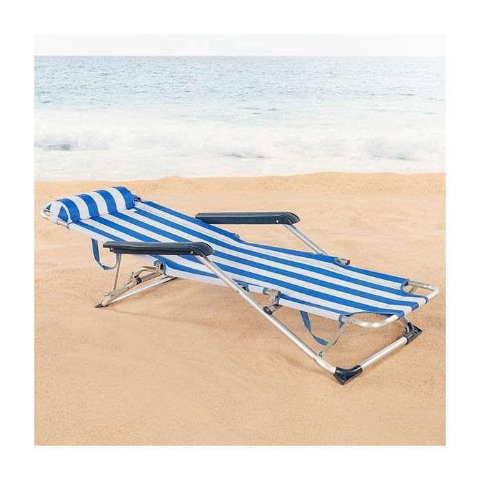Tumbona de playa reclinable aluminio con cojín aktive 153x47x33/75cm 2 Tumbona de playa reclinable aluminio con cojín aktive 153x47x33/75cm 2