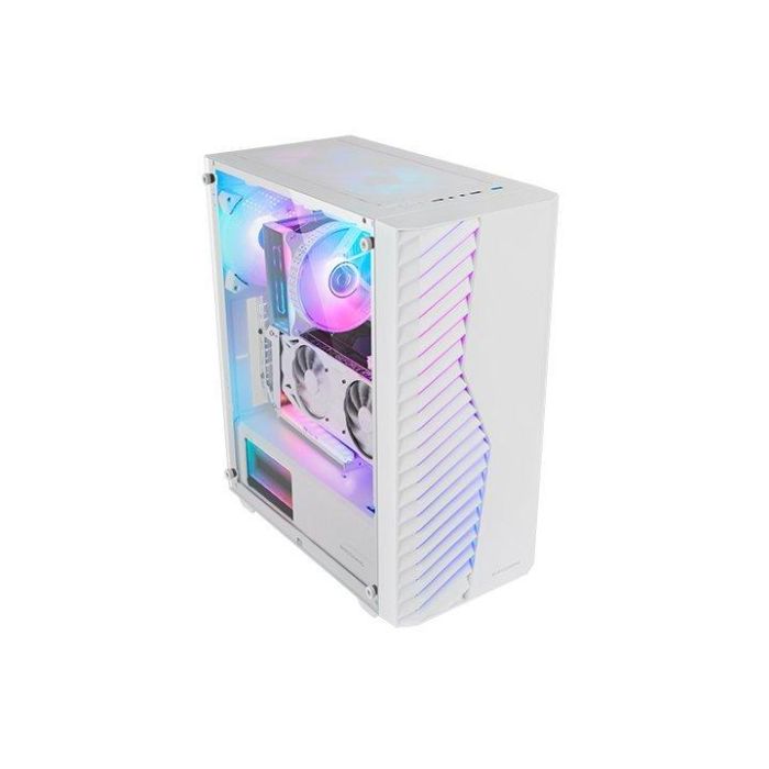 Mars gaming MCVOLTW Caja Semitorre ATX Blanca con Iluminación ARGB y Ventana de Cristal Templado 1