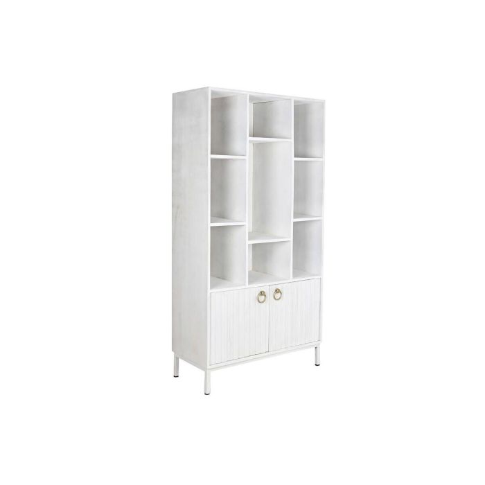 DKD Home Decor Estantería Moderna Blanca de Madera Mango y Metal con 2 Puertas y 6 Estantes Hecha a Mano 90x40x180 cm DKD Home Decor Estantería Moderna Blanca de Madera Mango y Metal con 2 Puertas y 6 Estantes Hecha a Mano 90x40x180 cm