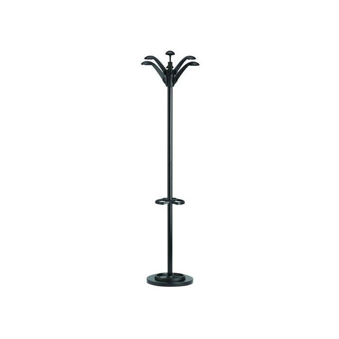 Perchero Pie Unilux Flora Metalico 6 Colgadores 175X35 Con Paragüero Color Negro