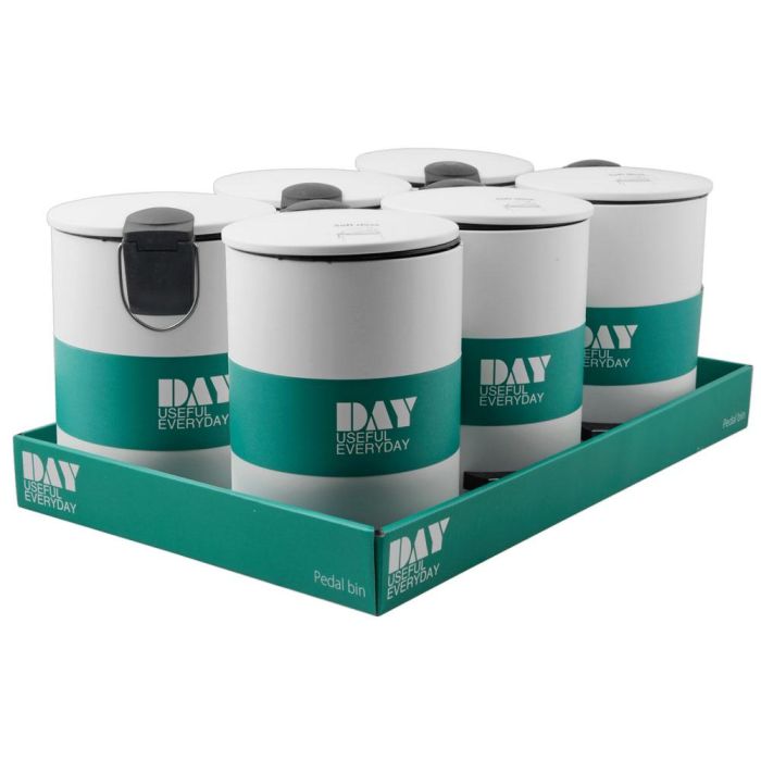 Day Cubo de Basura 3 L Blanco con Pedal y Cierre Suave Soft Close, Mate Acero Inoxidable y Plástico d.17.5 x h.23.5 cm 3