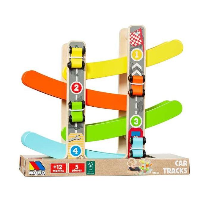 Pista rampa de coches de madera.incluye 4 coches 4 Pista rampa de coches de madera.incluye 4 coches 4