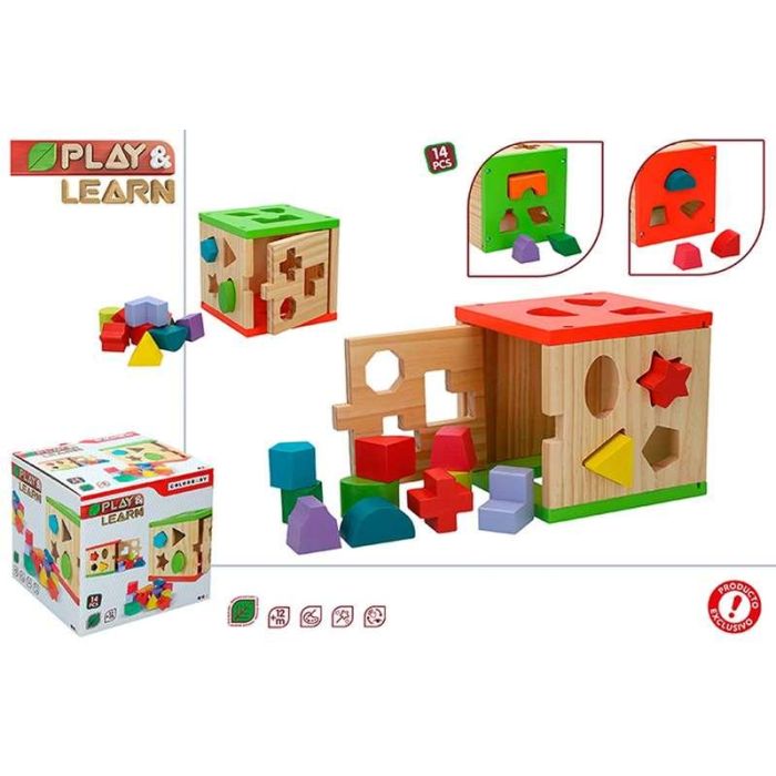 Cubo actividades de madera con 14 piezas woomax 3 Cubo actividades de madera con 14 piezas woomax 3