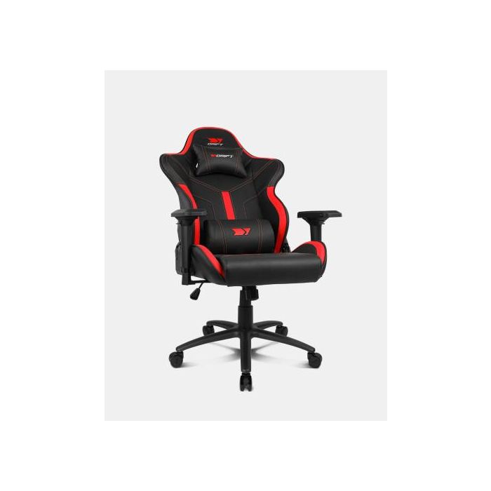 Drift DR350 Silla Gaming Ergonómica con Reposabrazos 4D, Pistón Clase 4 150kg, Respaldo Reclinable 90-135°, Cojines Lumbar/Cervical, Negro/Rojo 2