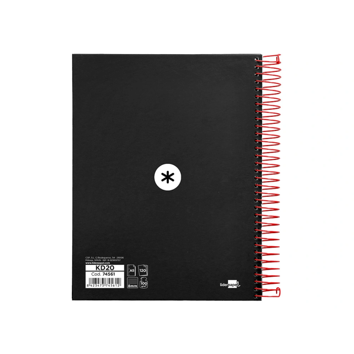 Antartik Cuaderno espiral A5 micro tapa forrada 120 hojas 90 gr horizontal negro 2 Antartik Cuaderno espiral A5 micro tapa forrada 120 hojas 90 gr horizontal negro 2