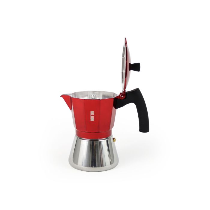 Quttin Cafetera Roja para 9 Tazas, de Acero Inoxidable y Aluminio, Compatible con Inducción (6 Unidades) 4