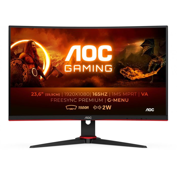 Aoc Monitor Led 23.6 Pulgadas C24 gr2Ae Full HD, Curvo, 165Hz, FreeSync, 1ms, VA, Negro/Rojo 0 Aoc Monitor Led 23.6 Pulgadas C24 gr2Ae Full HD, Curvo, 165Hz, FreeSync, 1ms, VA, Negro/Rojo 0