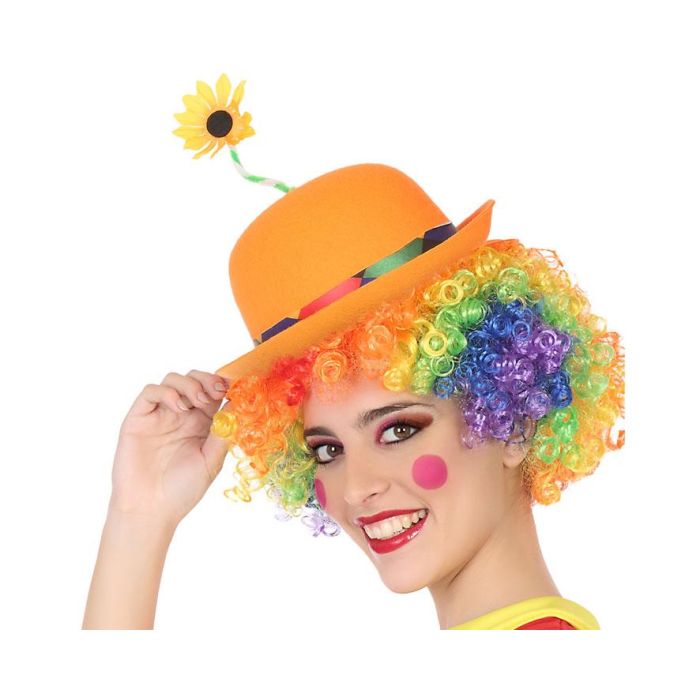 Sombrero Payaso Naranja Flor