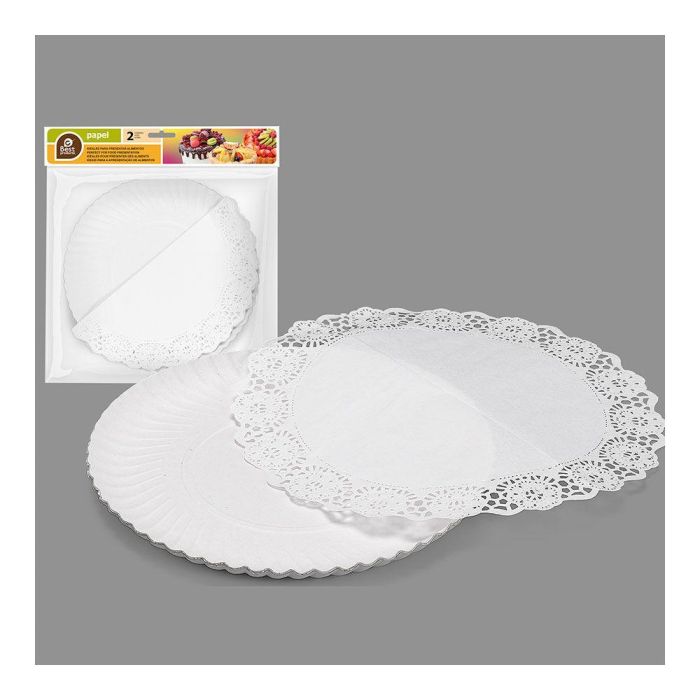 Best Products Bandeja Redonda con Blonda Ø25 cm Blanco Cartón 2 Unidades