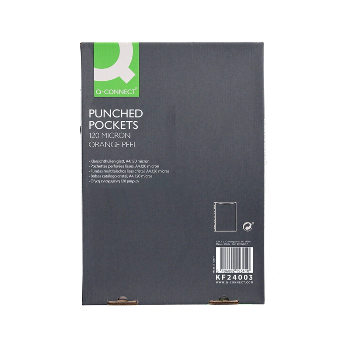 Q-connect Funda Multitaladro DIN A4 120 mc Piel de Naranja Caja de 100 Unidades 1