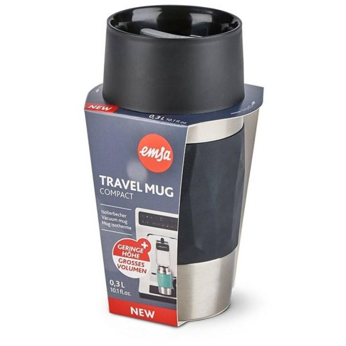 Emsa TRAVEL MUG Compact Thermobecher (schwarz/edelstahl, 0,3 Liter, Drehverschluss) 2 Emsa TRAVEL MUG Compact Thermobecher (schwarz/edelstahl, 0,3 Liter, Drehverschluss) 2