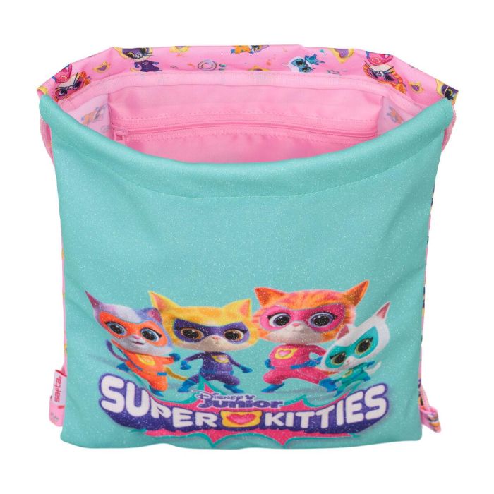 Bolsa Mochila con Cuerdas SuperKitties Rosa Turquesa 26 x 34 x 1 cm 2