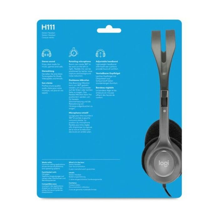 Logitech H111 Auriculares Estéreo con Micrófono Giratorio, Conexión Jack 3.5mm para PC, Móvil y Tablet 8