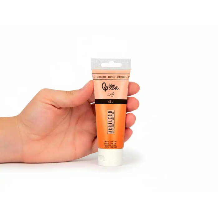 Liderpapel Pintura Acrílica Tubo de Plástico 60 ml Color Naranja Permanente 4