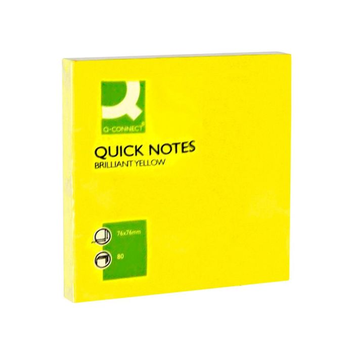 Bloc De Notas Adhesivas Quita Y Pon Q-Connect 76x76 mm Amarillo Neon 80 Hojas 6 unidades 2