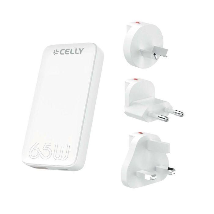 Cargador de Pared Celly TCTRAVELUNI65W Blanco 65 W Cargador de Pared Celly TCTRAVELUNI65W Blanco 65 W